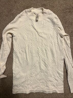 SPANX Cream Textured Long Sleeve Pullover